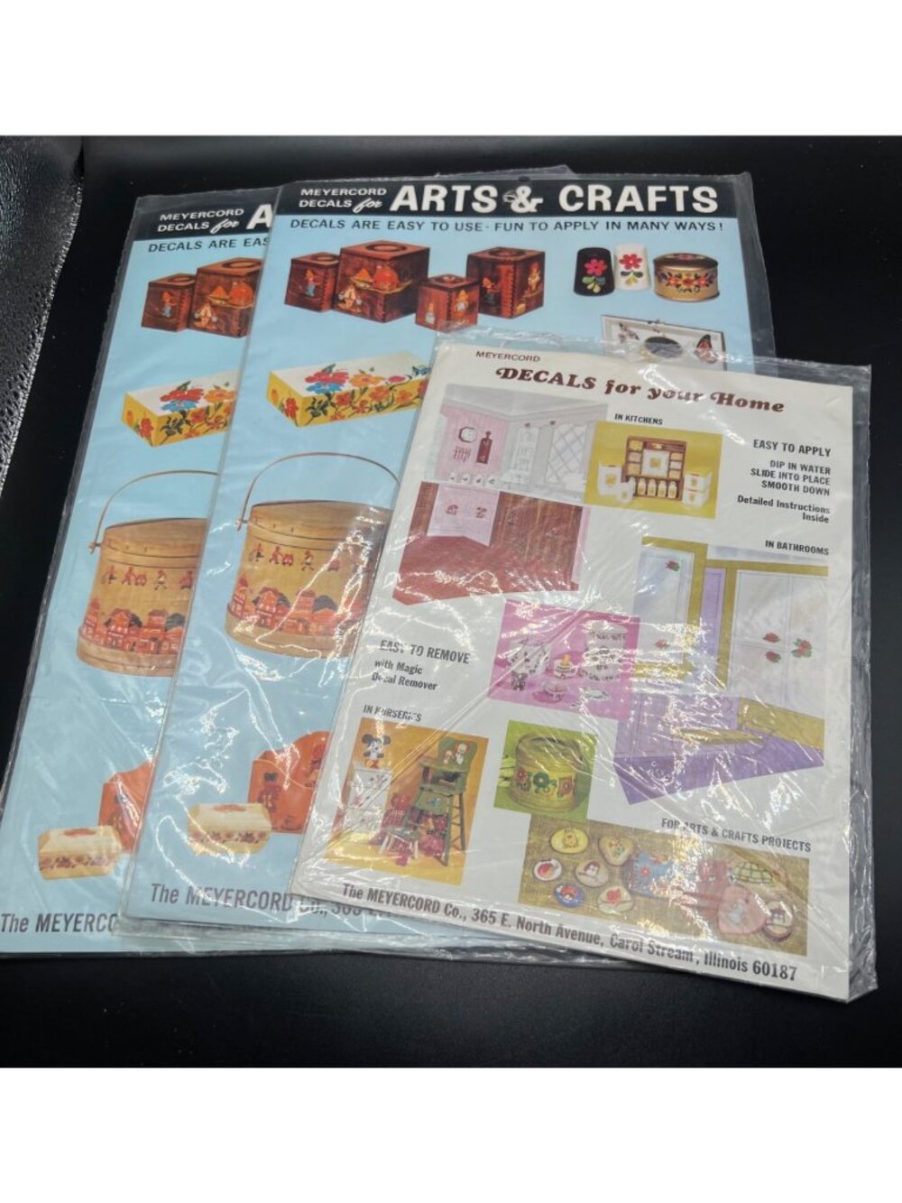 NOS Meyercord Arts & Crafts Decals Lot Of 3 Vintage Farmhouse Clown Floral Retro